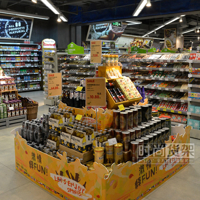 超市貨架_酒水堆頭臺